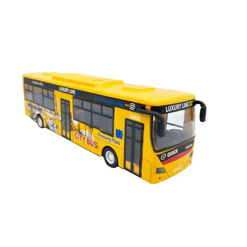 Image of DEOXY Bus Double Decker Toys for Kids Diecast Metal Alloy London Light & Music Open Door Collection Toys for Boy Kids (Yellow 01 Bus)
