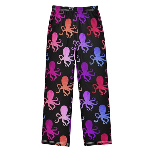 Boys' Pants Octopus Colorful Mosaic Backdrop Long Bottoms Jogger Pants Elastic Waist Trousers with Pockets S-XL