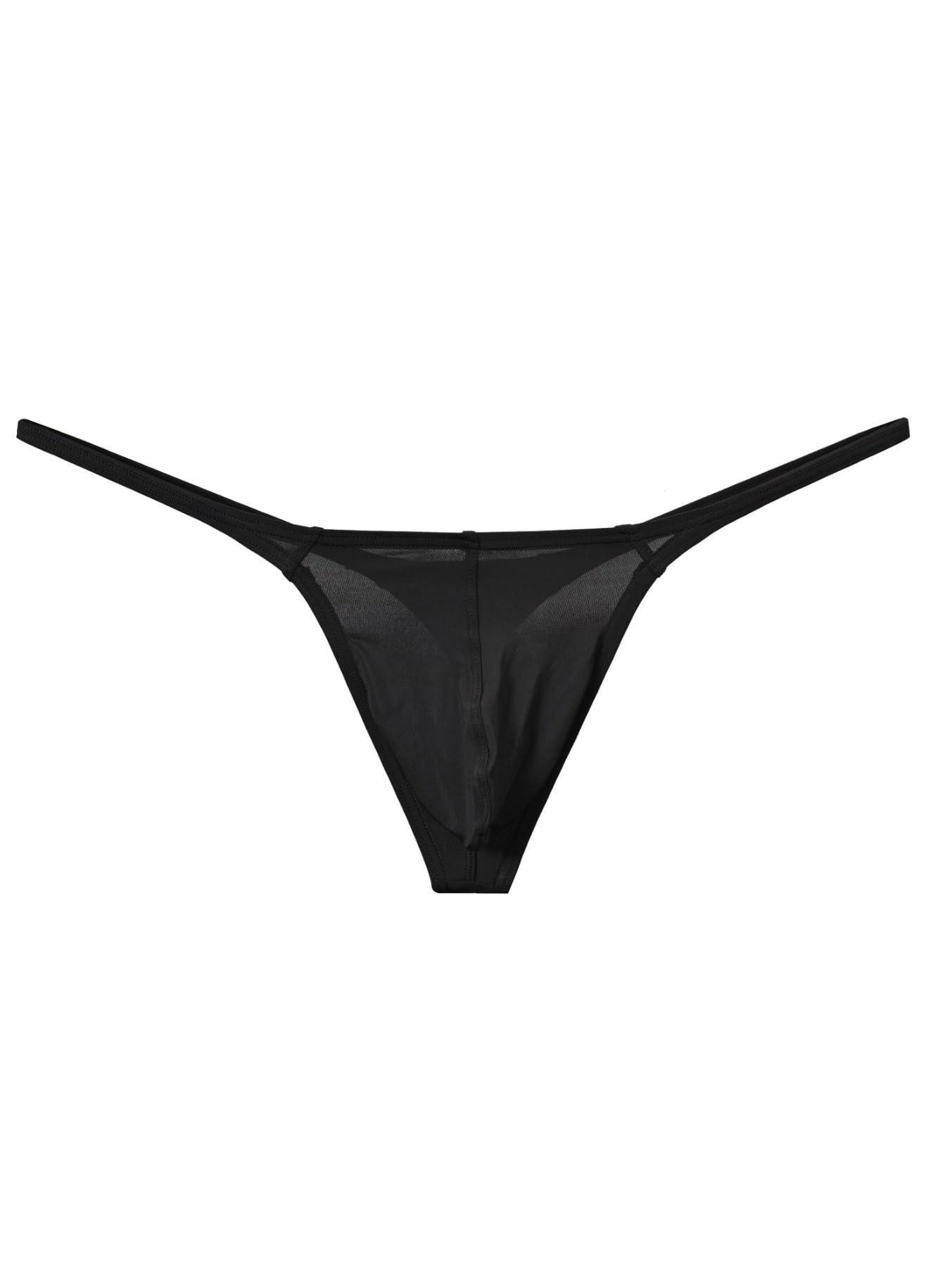 String en Nylon pour Homme - Dos en T sans Couture - Slip Sexy Taille Basse - G-String Bulge Pouch sous-vêtements Noir/Noir