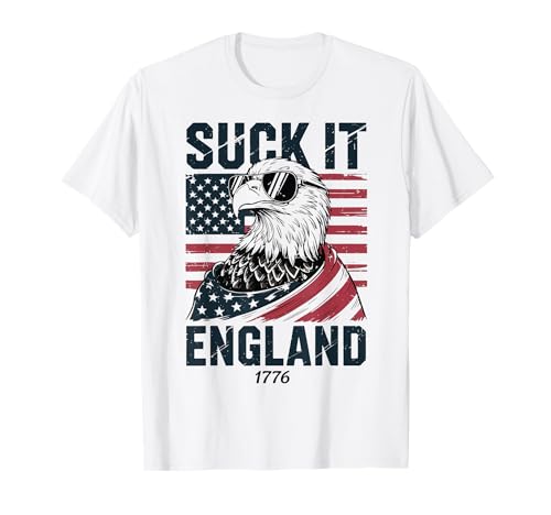 Youth Suck-It England 4th July Bald Eagle American Flag Men T-Shirt