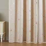 Topfinel カーテン 遮光 おしゃれ 星柄 箔プリント 遮光カーテン 178cm丈 2枚組 ベージュ 省エネ 断熱 寝室 防音カーテン 既成 カーテン 断熱カーテン