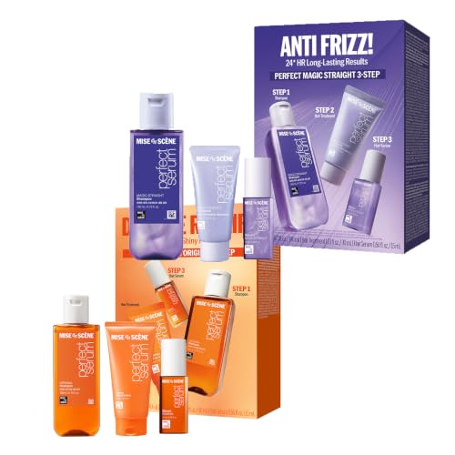 Mise En Scene Perfect Hair Care Set Original & Anti-Frizz Set | Travel Size Hair Products for Frizzy and Dry | Mini Hair Oil for Heat Protection | Flyaway Control