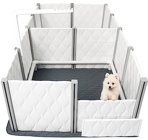 Senneny Whelping Box for Dogs - 24” Extra Tall - Dog Whelping Pen with Whelping Pad and Lamp Holder - Dog Whelping Supplies for Large Medium Small Dogs Puppies (2-Rooms(96