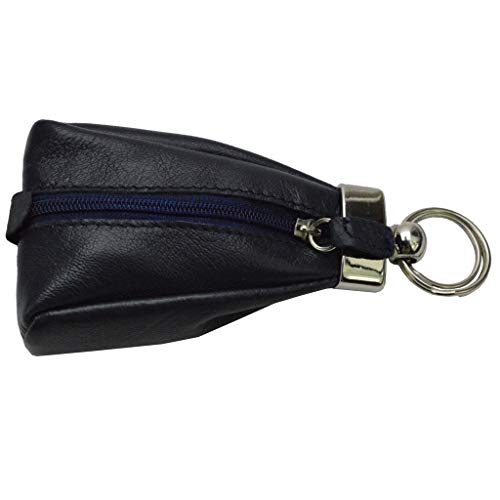 Preisvergleich Produktbild flevado Autoschlüsselanhänger KFZ Schlüsselmäppchen Echt Leder (dunkelblau)