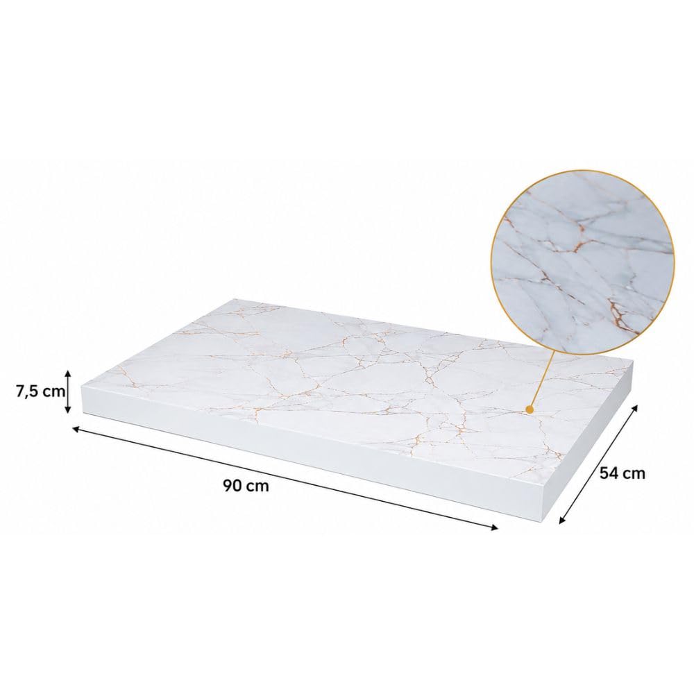 Coprifornello in Legno Ultraresistente 90x54x7,5 cm – Copripiano Cottura Effetto Marmo Marmorizzato – Protezione Piano Cottura Cucina – Variante Oro o Silver (Silver)