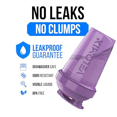Image of VELOMIX -2 Pack- 20 oz Protein Shaker Bottles for Protein Mixes - 2x Wire Whisk | Leak Proof Shaker Cups for Protein Shakes and Pre Workout | Protein Shaker Bottle Pack (A9) Purple /Black