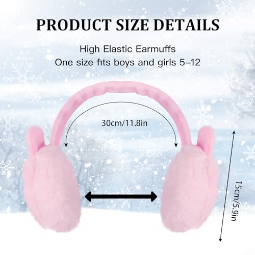 Winter Earmuffs Gloves Set for Kids, Toddler Girls Soft Plush Ear Muffs Foldable Outdoor Warm Ear Covers Knit Gloves2
