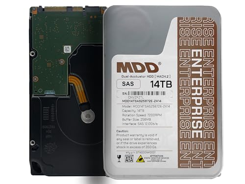 Image of MDD MAXDIGITALDATA MDD (MD14TSAS25672E-2X14) 14TB 7200RPM 256MB Cache 4KN SAS 12Gb /s 3.5-inch (Dual Actuator) Enterprise Hard Drive - [NOT a SATA HDD] (Renewed)