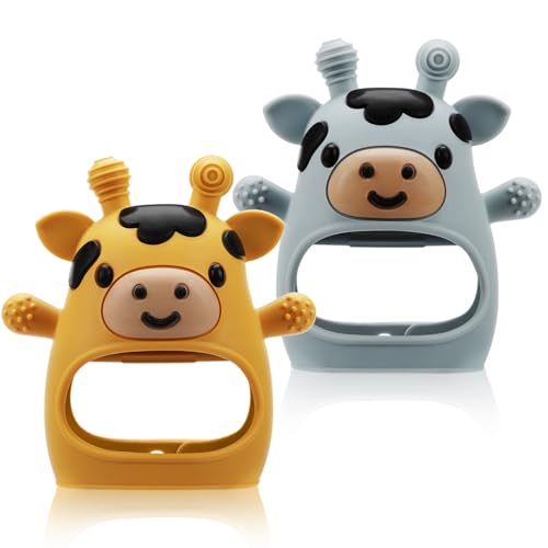 Image of 2 Pack Baby Teething Toys for 3-6 6-12 Months, Food Grade Silicone Infant Teether Mitten, Baby Essentials Teething Relief, Newborn Essentials Chew Toys for Sucking Needs
