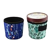 2 Pack Cactus and Plant Pint Size Ice Cream Sleeves Cozy Neoprene Cover with Spoon Holder Cover (Plant)