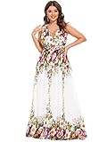 Ever-Pretty Women's Elegant V-Neck Floral Printed Chiffon Party Long Cocktail Dress Printed US20