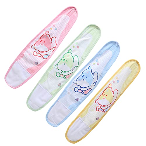 Image of 4Pcs Adjustable Cartoon Newborn Navel Band Soft Cotton Belly Protection for Infants Assorted Colors