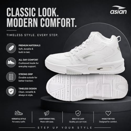 Image of ASIAN Men's MEXICO-11 Casual Sneaker Shoes with Synthetic Upper Lightweight Comfortable Mid Top Sneaker Shoes for Men's & Boy's
