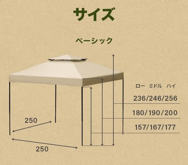 Amazon | モダンデコ タープテント 2.5m×2.5m ワンタッチ テント 99.9 