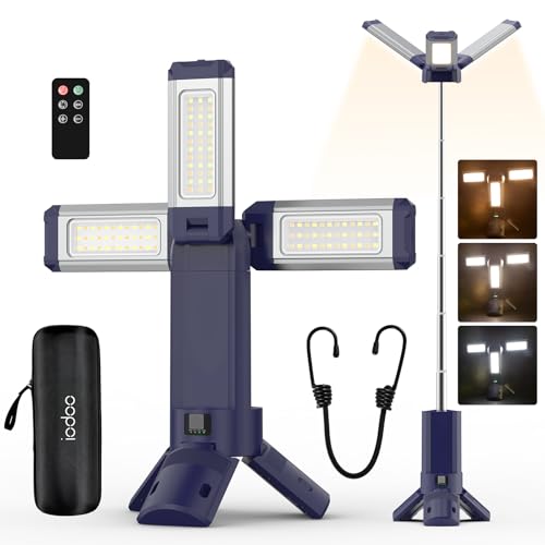 10000 Mah Teleskopische Campinglampe Aufladbar，4000 Lm, 270° Drehbares Aluminium-Lampenblätter, Fernbedienung, Ip45 Wasserdicht, Warm/Weiß/Natur,...