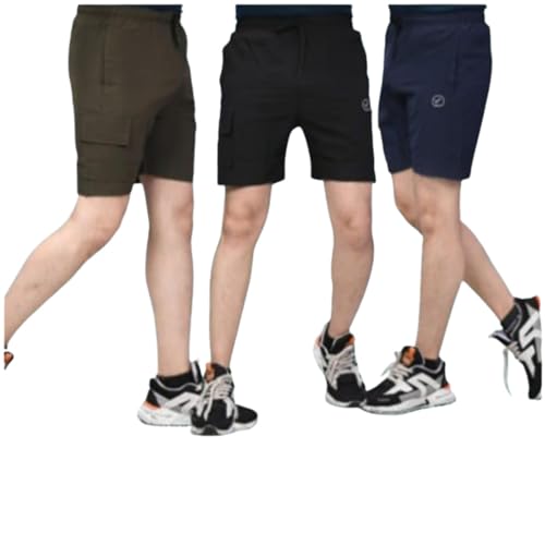 Image of VE RUN Men's Comfort Shorts, Regular Fit, with Zipper Pocket, Pack of 3