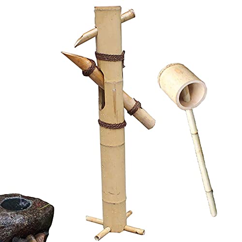 DDNGEJ Fuentes para Exteriores Fuente Independiente para baño de pájaros Fuente Hecha a Mano con Bomba y Cuchara Decoración para Estanque de jardín Zen