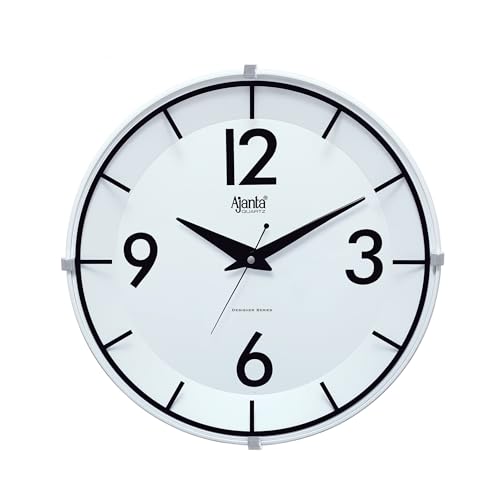 Image of Ajanta 2447 Wall Clock (12.8 Inch / 325mm) - Silent Sweep Non-Ticking Movement - Stylish White Home Decor Clock for Living Room, Bedroom, Kitchen
