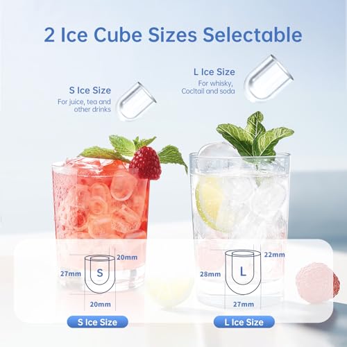 WIE Countertop Ice Maker, 26lbs/24H Portable Ice Machine with Handle,9 Bullet Ice Cubes in 6 Mins,Self-Cleaning Compact Icemaker with Selectable Ice Size for Home Kitchen/RV/Camping/Party, Black