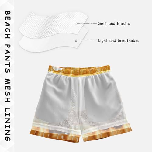 Pigsaly Boys' Swim Board Shorts Milk Black Yellow White Ice Cream Boy's Swim Trunks Kids Swimwear M4