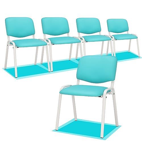 Image of VINGLI Blue Waiting Room Chairs, 5-Pack PU Church Chairs Conference Stackable Office Guest & Reception Stacking for Meeting, Lobby, Simple&Space-Saving Pu-blue