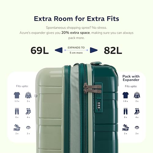 Image of Provogue Azure Hard-Sided PP Set of 2 Luggage Suitcase | Expandable Space with 8 Wheels Trolley Bags for Travel | Lightweight with Combination Lock |5 Year Warranty (Laurel Green /Hunter Green)