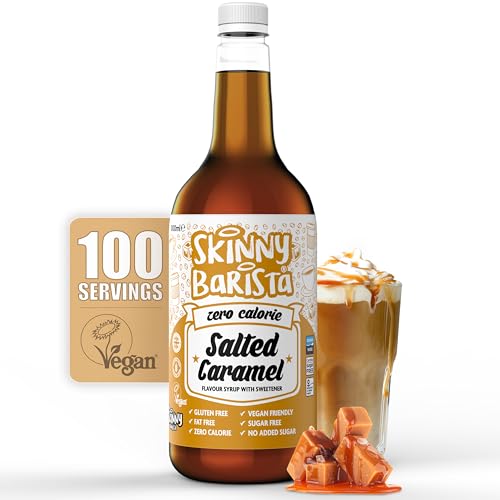 Skinny Food Co Salted Caramel Syrup Zero Calorie 35 Fl Oz - Sugar Free Coffee Syrups For Tea, Hot Chocolate, Fruit, Baking, Protein Drinks - Vegan-Friendly, Gluten-Free & Fat-Free - Syrups For Coffee Drinks