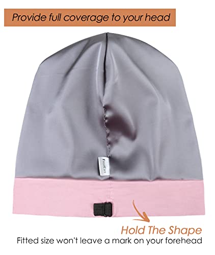 Image of Satin Lined Sleep Slouchy Cap Curly Girl Slap Headwear Gifts For Frizzy Hair Women