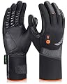 Luckcolor Heated Gloves for Men Women, Winter Warm Gloves for Arthritis Raynaud's, Rechargeable Waterproof Heated Work Gloves for Riding Ski Hiking Driving (Black+Orange, Large)