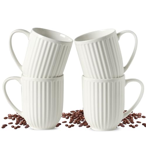 HASENSE Ribbed Ceramic Mug Set