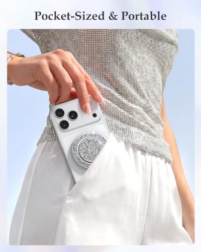 Image of SYNCWIRE for MagSafe Phone Grip, Sparkly Magnetic Phone Ring Holder | 360 Rotation, Glitter Phone Grip Finger Holder Stand Kickstand Bling Bling, for iPhone 17 16 15 14 13 12 Pro Max MagSafe
