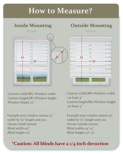 Bliwans Cordless Zebra Blinds,35" W X 72" H,White-Zebra Blinds,34" W X 64" H,Grey #TOP5