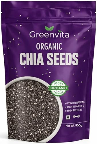 Greenvita Chia Seeds 500g I Seeds for Eating | Seeds for Weight Management | Rich in Calcium, Protein & Fibre (Pack of 1)