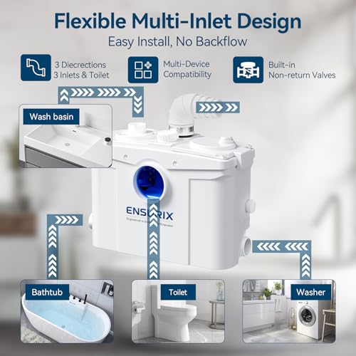 Image of 1200W Macerator Pump - 2800GPH, 28FT Vertical Lift Toilet Water Pump with Anti-Backflow, PCB Smart Control, IPX4 Waterproof, Macerator Pump Basement for Toilet, Sink, Bathroom etc.
