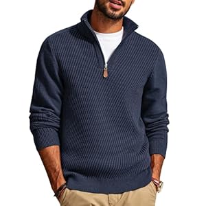 PJ PAUL JONES Mens Quarter Zip Pullover Sweaters Casual Slim Fit Knit Texture Sweater