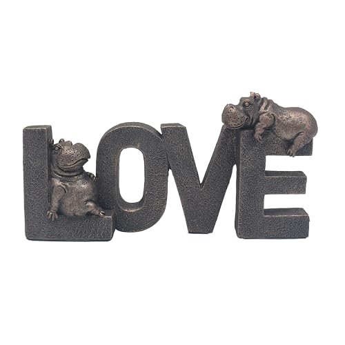 The Leonardo Collection Happy Hippo Love - Figuras y Adornos para decoración del hogar y la Oficina, Accesorios Decorativos para Interiores y Exteriores, Bonitos Regalos para Mujeres y Hombres