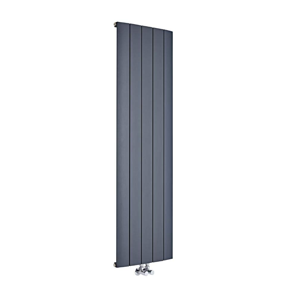 Milano Anthracite Skye Vertical Single Flat Panel Aluminium Radiator - 1600Mm X 470Mm