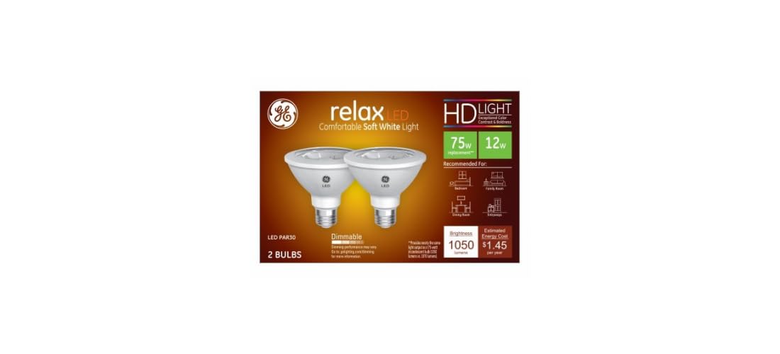 Relax LED Light Bulb, 75 Watt, Soft White, PAR30 Outdoor Floodlights (2 Pack)