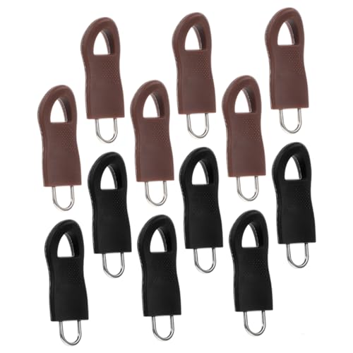 UTHCLO 12 piezas Tiradores de Desmontables para Mochilas y Ropa Cabezas de de Aleación y Goma Instalación y Alta Durabilidad Color Negro y Marrón