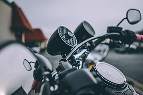 LEXIN LX-S3 New Metal Motorcycle Bluetooth Speaker with FM Radio, Motorcycle Audio Systems with USB Port for Charging, Fit 0.87 to 1.25 inch Handlebar for Harley-Davidson Yamaha Indian Scout, Black