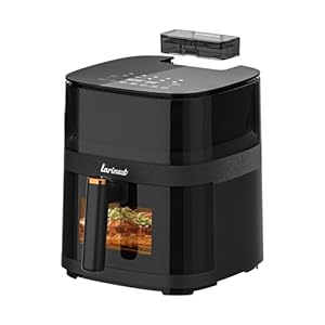 Air Fryer 5.3Qt, Water Atomizer, 10 Cooking Presets for Quick Easy Meals, Easy View and Oil Less, Dishwasher-Safe, Fit for 3–5 People, AF502, Black