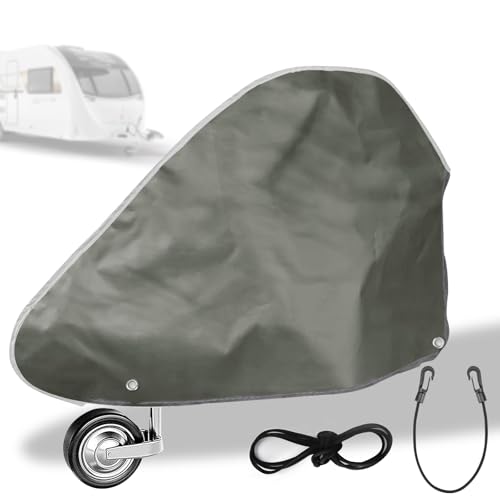 Deichselabdeckung Wohnwagen Groß 130x75cm Deichselhaube mit Elastischer Kordelhaken Universal Wasserdicht Abdeckung Anhängerdeichsel XXXL Deichselschutzhülle Grau für Wohnwagen PKW