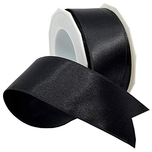 Morex Ribbon Wired Satin Ribbon Gift Wrapping Christmas and Wedding Dcor Silk Ribbons for Crafting and Floral Arrangements 1-1/2 inch by 10 Yards Black