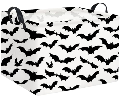 Image of Rectangular Batman Basket Kids Baby Storage Basket Cute Kids Toy Storage Bin Organizer Shelf Book Bat Room Decor(Black Bats)