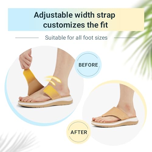FitVille Wide Width Flip Flops for Women with Arch Support and Non-Slip Sole