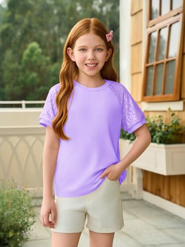 Image of Haloumoning Girls Sequin Short Sleeve T Shirts Kids Summer Crewneck Tops Fashion Tees 5-14 Years
