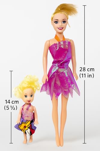 Image of Fashion Girl Doll Set with Baby Doll - Stylish Dolls for Girls | Modern Dress-Up Toy for Girls | Fun Pretend Play Doll Set (C9)