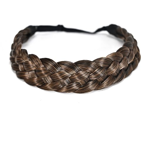 STHEJFB STYJFB Beauty Braid Headwear Classic 5-Strand Elastic Retractable Real Natural Soft Headband Women's Fashion Braid (Light brown)