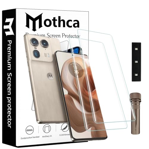 Image of Mothca Curved UV Tempered Glass Screen Protector for Moto Edge 50 Ultra | Transparent | Pack of 2 | Borderless Full Screen Coverage with UV Installation Kit