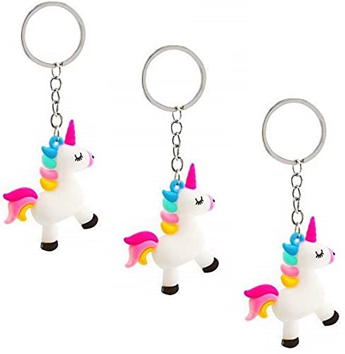 SSKR Pack of 3 Silicone Horn Unicorn Keychain Holder Keyring for Kids Children | Best Return Gift